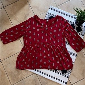 Red flowy blouse